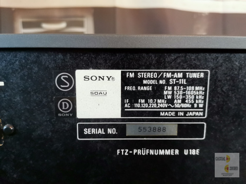 Tuner SONY ST-11L, Made in Japan Tuner SONY ST-11L, Made in Japan