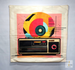 Poszewka na poduszkę - radio, płyta winylowa